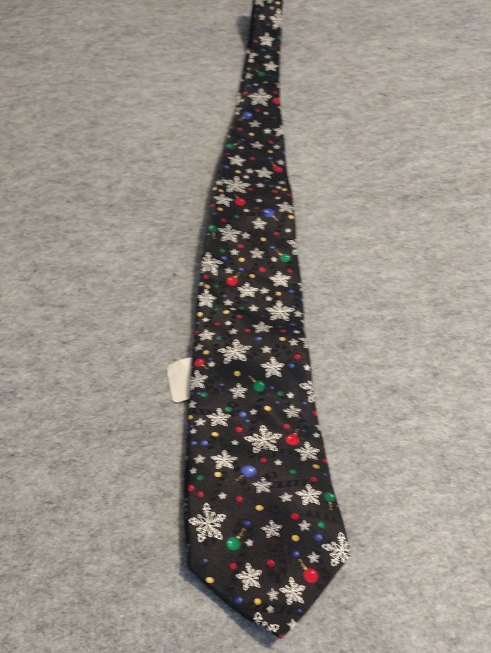 Mens Black Holiday Snowflake Tie with Colorful Dots